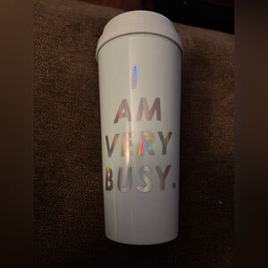 ban.do "I Am Very Busy" Hot Stuff Thermal Mug, Light Blue Holographic 16 oz
